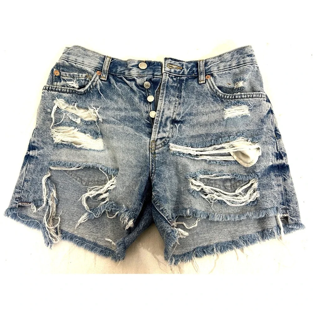 Free People We The Free Maggie Jean Shorts Womens 27‎ Denim Cut Off Distressed
